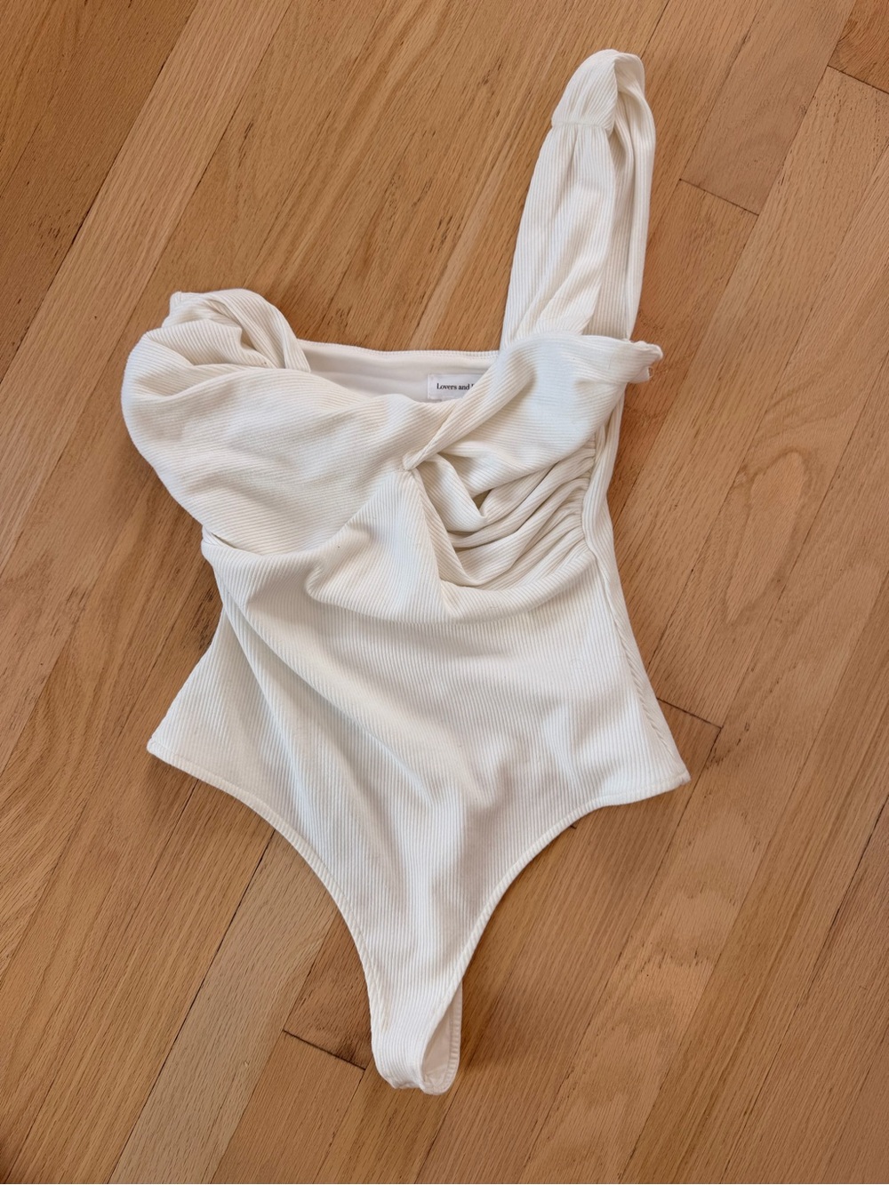Lovers + Friends Cream One-Shoulder Ribbed Kids One-Piece